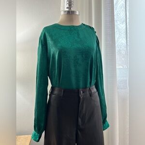 Chic Teal Floral Women's Blouse